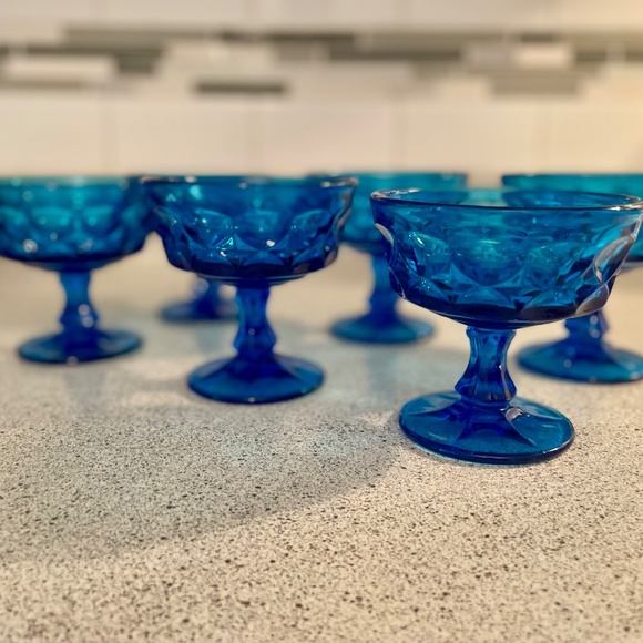 Set of 6 Vintage Cobalt Blue Dessert Glasses - Picture 3 of 4